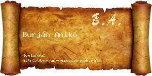 Burján Anikó névjegykártya